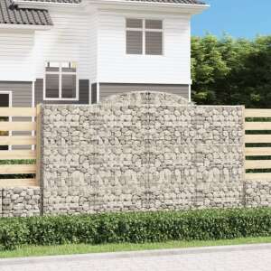 vidaXL 20 db íves horganyzott vas gabion kosár 300x50x180/200 cm 95238025 - Kerítéselem