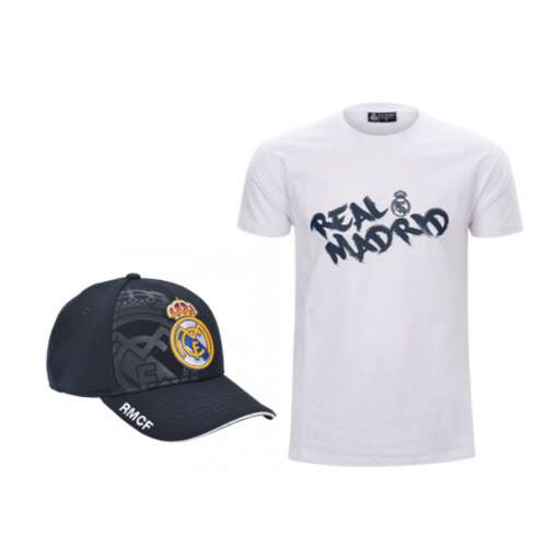 Fehér Real Madrid póló - sapka csomag