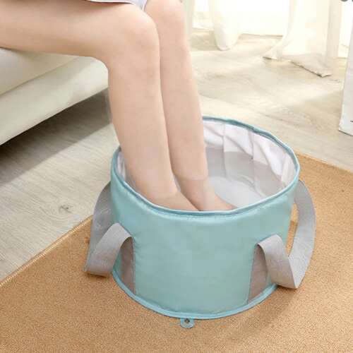 Hordozható lábáztató táska, összecsukható, türkiz színű, 14 literes, otthoni, utazási, kempingezéshez