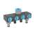 Cellfast Csapos 4 utas Wasserverteiler IDEAL, 4-Wege-Gartenwasserverteiler, grauer Kunststoff, blaue Griffe