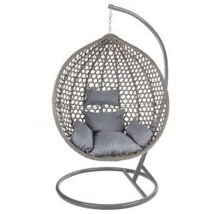 Nelino DeLuxe XL technorattan függőfotel párnákkal #szürke