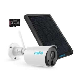 Reolink Argus ECO-V2 drahtlose Sicherheitskamera mit Solarpanel und 64 GB MicroSD-Karte - Reolink