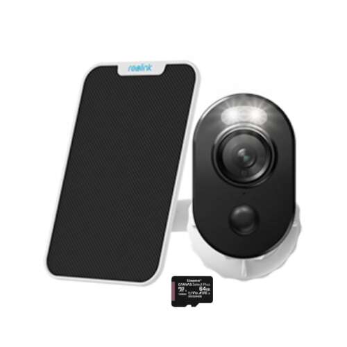 Cameră de securitate Reolink Argus 3 PRO cu panou solar, card microSD de 64 GB și accesorii