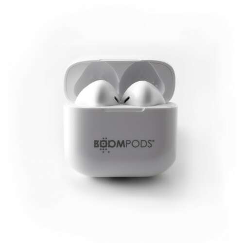 Boompods TWS Bluetooth-Stereo-Headset v5.0 + Ladeetui – Boompods Compact Buds TWS mit Ladeetui – Weiß