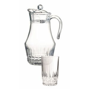 Arcoroc Lancier üveg kancsó fedővel és ivópohár - Kancsó