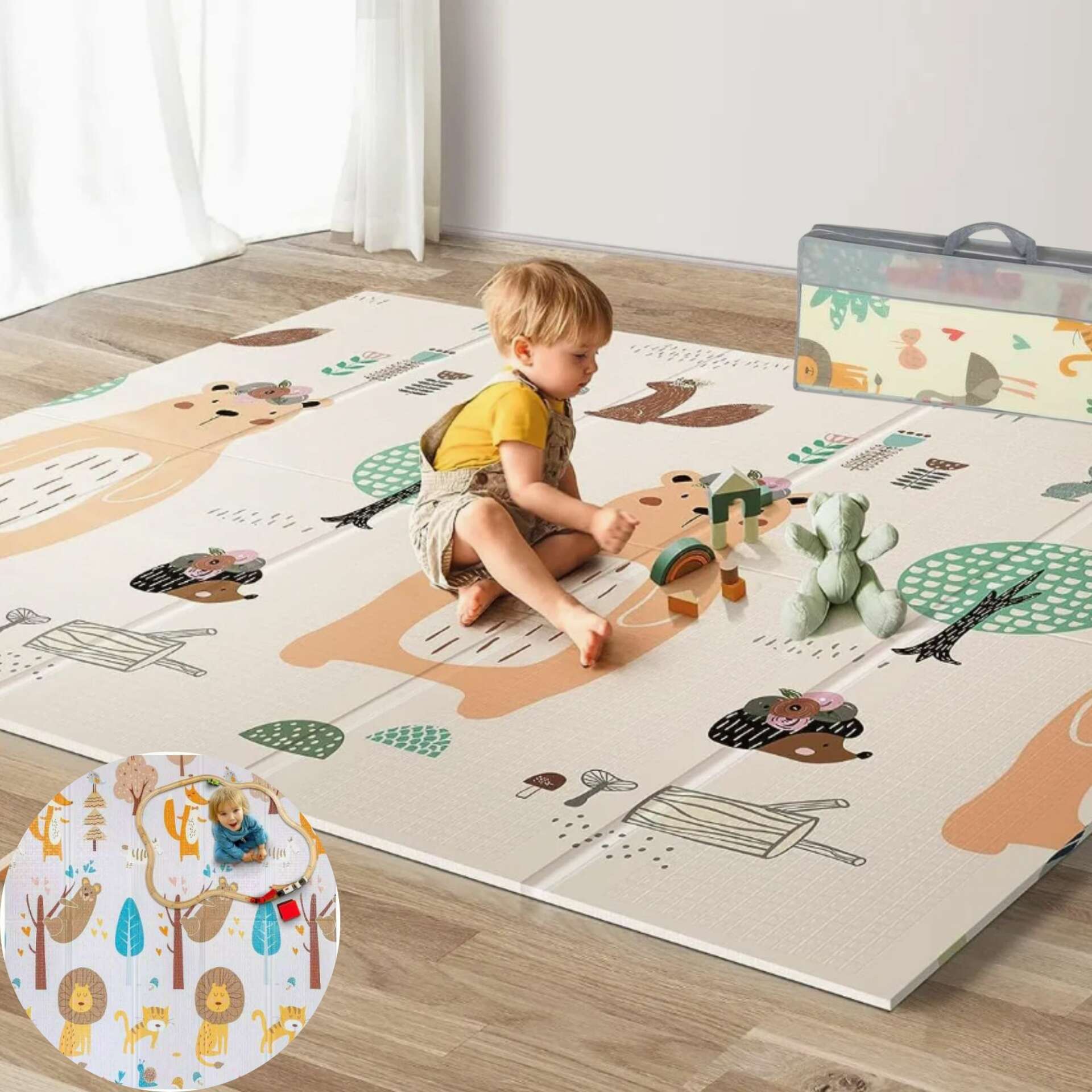 E-shop Pepita obojstranná skladacia podložka na hranie 150x200cm - Lesné...