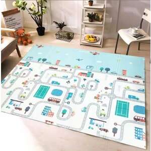 Pepita doppelseitige zusammenklappbare Spielmatte 150x200cm - Fahrzeug & Stadt