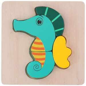 Fa tengeri ló puzzle kisgyermekeknek, a Marionette Wooden Toys állatos puzzle szett része - Baba puzzle