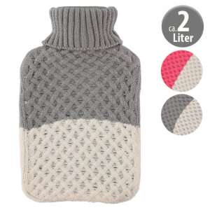 2 Literes melegvizes palack kötött borítással, szürke és fehér - Rehabilitációs segédeszköz