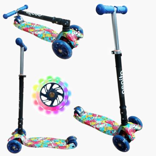Pepita összecsukható háromkerekű Roller - LED-es kerék, állítható kormánymagasság #kék