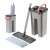Pepita flat mop set with two-chamber bucket and 2 microfiber pads, grey
