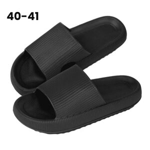 Black platform slippers size 40-41, lightweight summer footwear - Women's Slipper