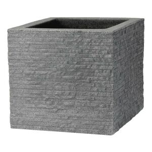 Patio Kubus szürke négyzet alakú kerti kaspó, 27x27x24 cm - Patio