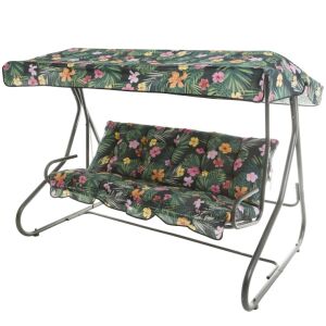 Milano 4 személyes kerti hinta virágos párnákkal és tetővel - Hintaágy