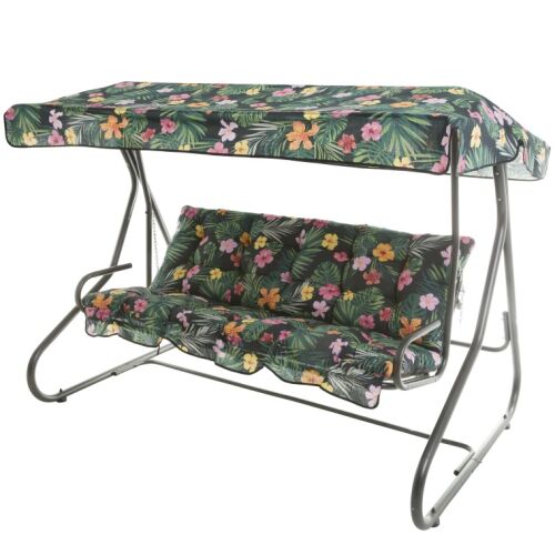 Milano 4 személyes kerti hinta virágos párnákkal és tetővel