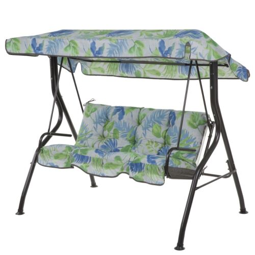 Patio Luna Hintaggy 3 személyes kerti hintaágy levélmintás tetővel és párnákkal