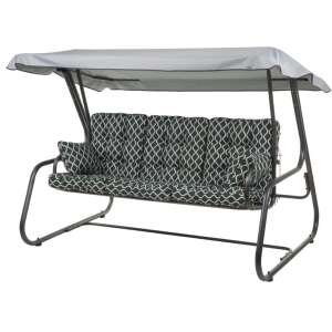 Patio Celebes fekete-fehér hintaágy tetővel és mintás párnákkal - Hintaágy & Hintaszék