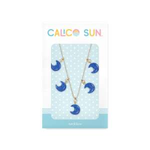 Calico Sun Sophia Luna Moon Necklace for Girls, Blue Crescent Charms, Adjustable Chain - Ooly