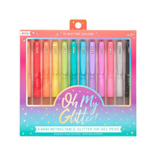Visszahúzható gél és csillogó tollak, Oh My Glitter!, 12 színből álló készlet