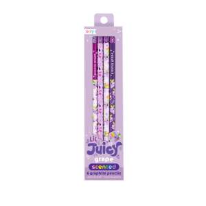 Lil Juicy Grape Scented Graphite Pencils, 6 pack, purple and pink pencils with unicorn and rainbow design - Graphite Pencil