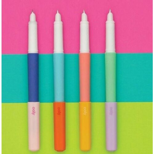 OOLY Fab Füllfederhalter Set - 4 feine Stiftspitzen mit schwarzer Tinte