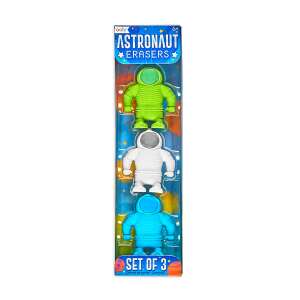 Set of 3 astronaut erasers, green, white, and blue - Ooly