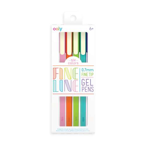 Ooly Fine Line Gelstifte, 6er Pack, 0,7 mm feine Spitze, sortierte Farben