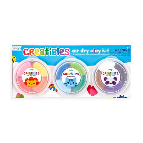 Ooly Creatibles Air Dry Clay Kit, 12 colors, 3 containers, 3 tools, for kids, crafts, art, play, modeling, sculpting