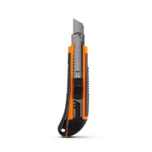 Handy Snap-Off Utility Knife with 3 spare blades, black and orange, 18mm blades - Hand tool