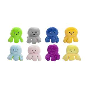 Set of 8 reversible plush octopus toys, each with a different color and expression - Plush Toy