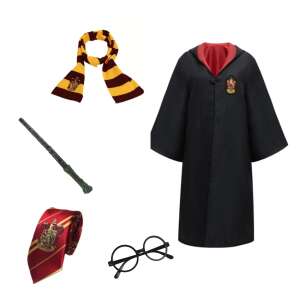Harry Potter costume set for kids, includes robe, scarf, tie, glasses, and wand - KidMania Costume for Kid