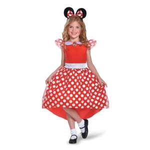 Kostium Minnie Mouse dla dziewczynek, czerwona sukienka w białe kropki, w zestawie opaska z uszami - Disney Kostium dla dzieci
