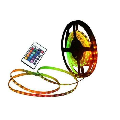 5-metrowy pasek LED RGB z pilotem i zasilaczem, SMD5050, zmiana koloru, wielokolorowy, oświetlenie nastrojowe, dekoracja domu