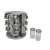 Rotating spice rack with 12 glass jars, stainless steel, silver, 13 piece set, showing empty jars
