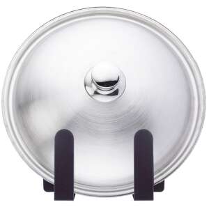 Black metal pot lid holder with a stainless steel lid - Kitchen storage rack