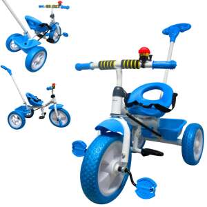 R-Sport T5 Tricikli szülőkarral, csengővel és kosárral #kék 95317526 Tricikli - Lábtartó
