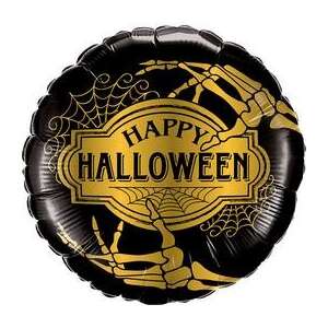Arany Csontváz Boldog Halloween Fólia Lufi, Halloween parti dekoráció - Qualatex