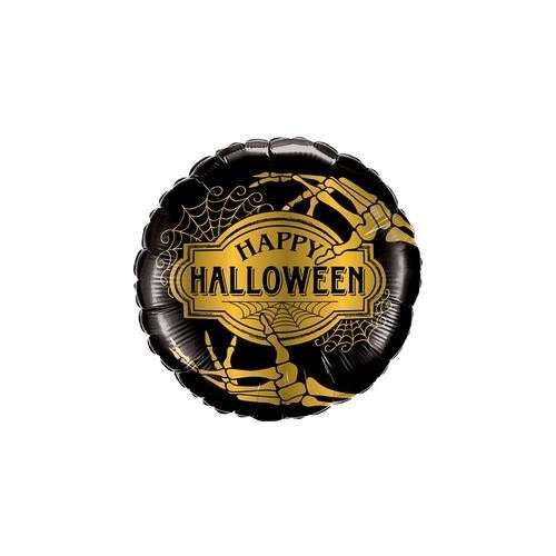 Arany Csontváz Boldog Halloween Fólia Lufi, Halloween parti dekoráció