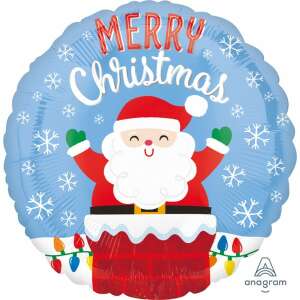 Santa in Chimney Karácsonyi Héliumos Fólia Lufi, 46 cm