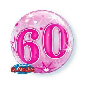 Qualatex - 60. Szülinapi Buborék Lufi - Rózsaszín - 56cm