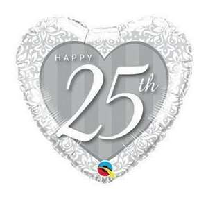 Évforduló Lufi - Szív - 46cm - Ezüst