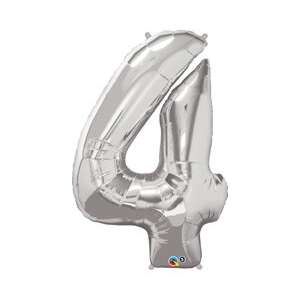 Ezüst 4-es Számú Fólia Lufi, 86 cm - Qualatex