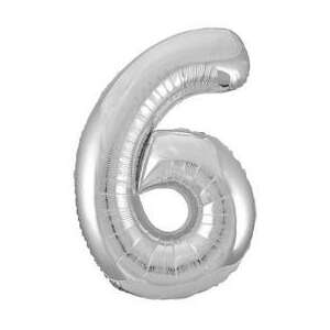 6-os Ezüst Számos Fólia Lufi, 86 cm