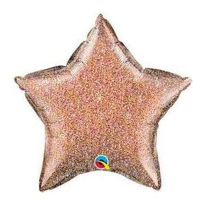 Rózsaarany csillogó csillag alakú fólia lufi, 51 cm - Qualatex