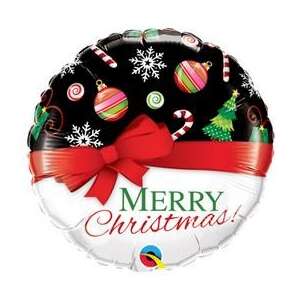 18 hüvelykes Merry Christmas fólia lufi piros masnival - Qualatex