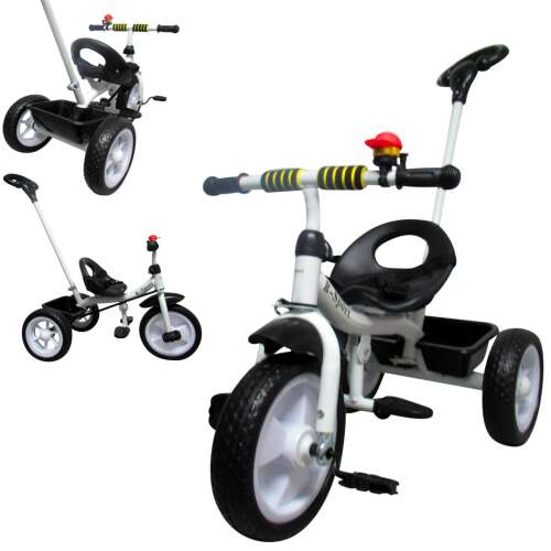 R-Sport T5 Tricikli szülőkarral, csengővel és kosárral #fekete-fehér
