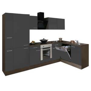 Yorki 310 sarok konyhabútor alsó sütős, polcos kivitelben, antracit front, tölgy test - Leziter