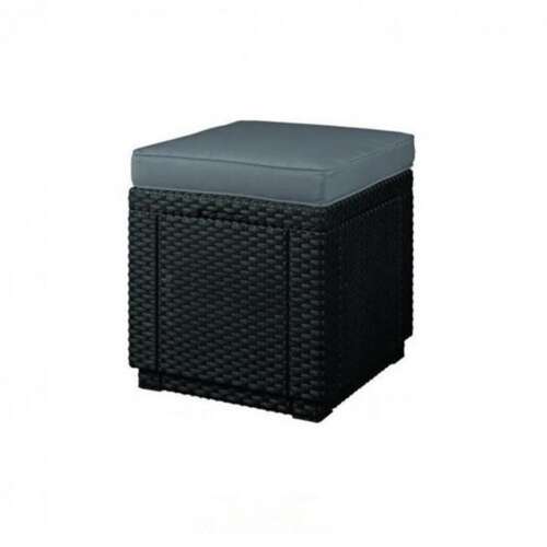 Cube tárolós zsámoly párnázott, fekete, kertbe, teraszra, erkélyre