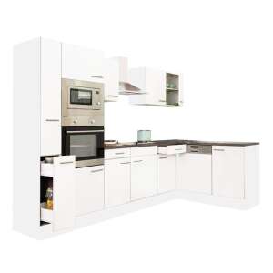 Yorki 310 fehér sarok konyhabútor sütővel és mikrohullámú sütővel - Leziter