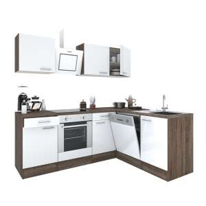 Yorki 220 sarok konyhabútor sütővel, tölgy és fehér kivitel - Leziter